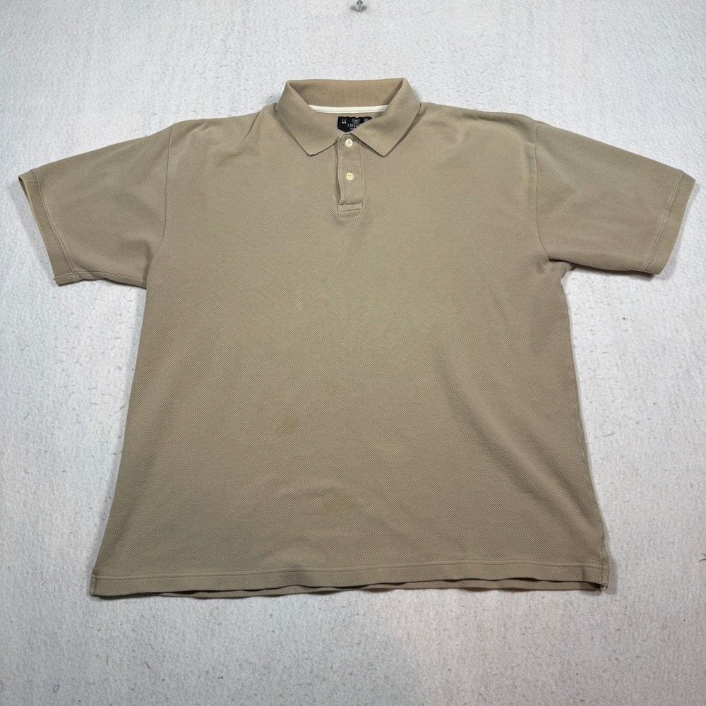 J. Riggins Mens Large Tan Khaki Short Sleeve Cotton Pique Polo Shirt